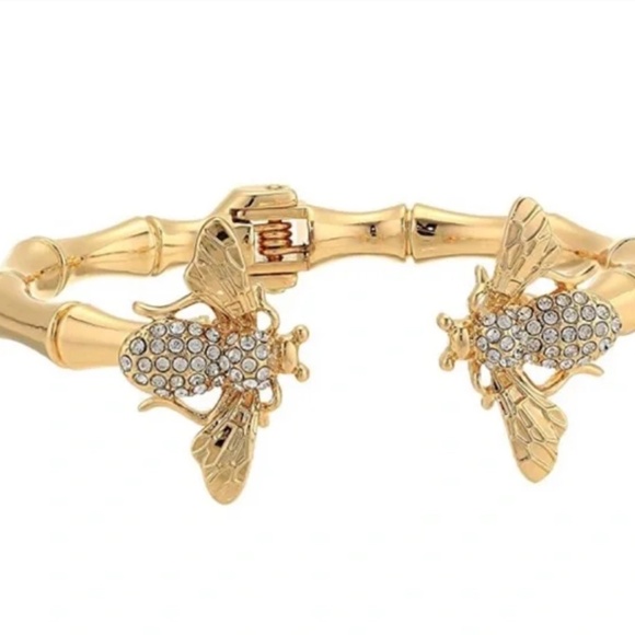 Lilly Pulitzer Bracelet NWT Sparkling BUMBLE BEE GOLD CRYSTAL ⭐️Bamboo HINGE - Picture 2 of 14